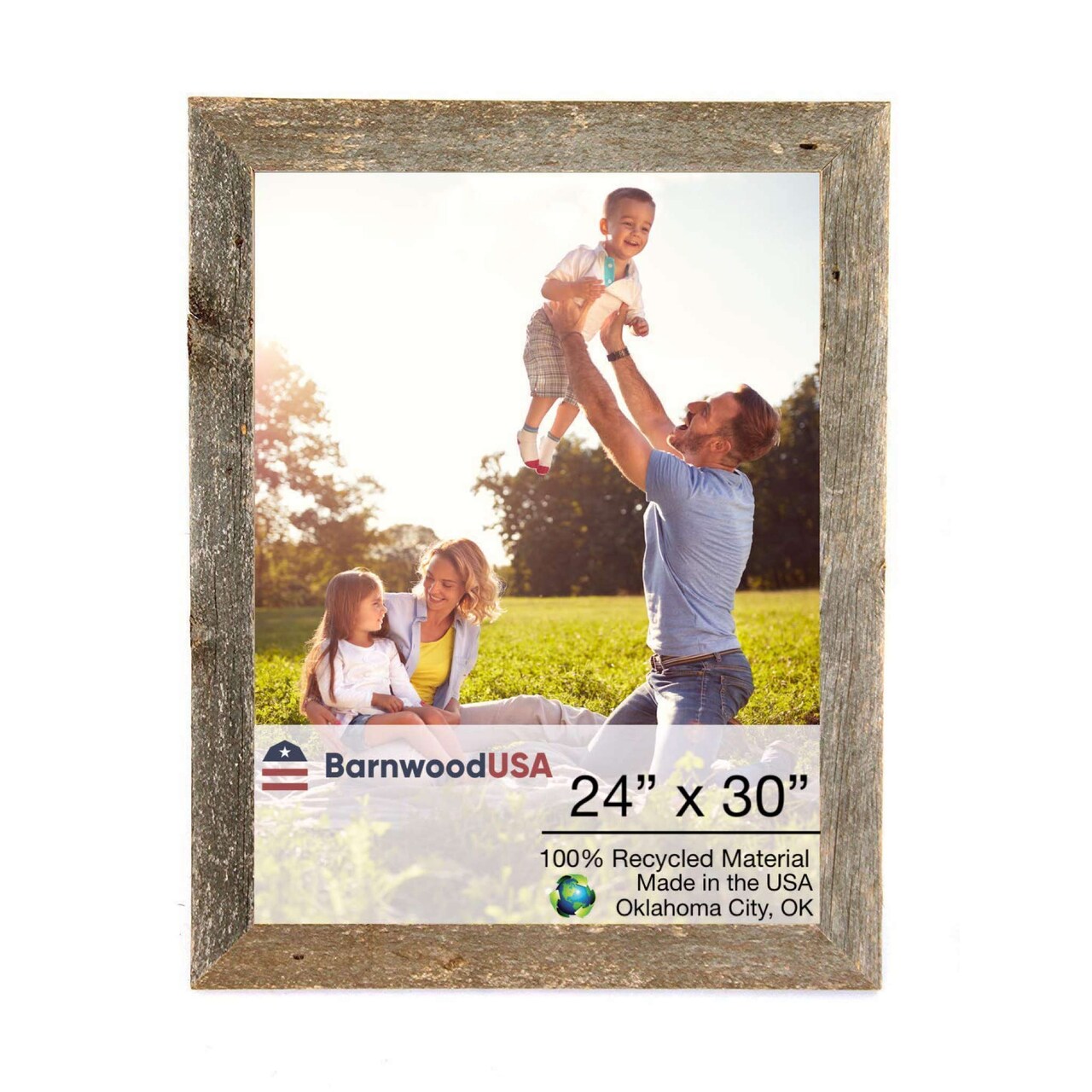 Rustic Farmhouse 24 in. x 30 in. Reclaimed Wood Picture Frame